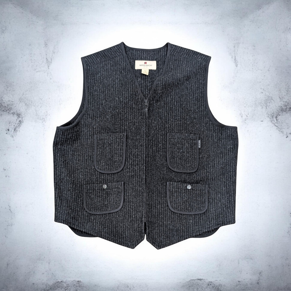 Woolrich Vest Mens XL Charcoal Gray Zip Utility 4 Pockets